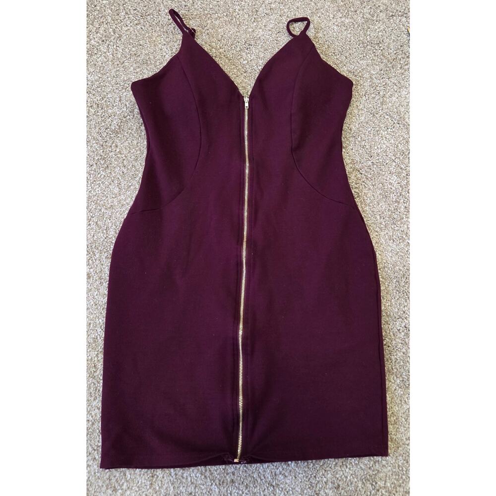 Haute Monde Sleeveless Zip Up Burgundy Dress Size Large